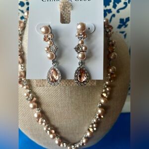 Charter Club Rose Gold and Silver Pearl Earrings Set